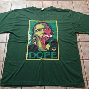 #0294 Mens Green Dope Obama T-Shirt Size XL